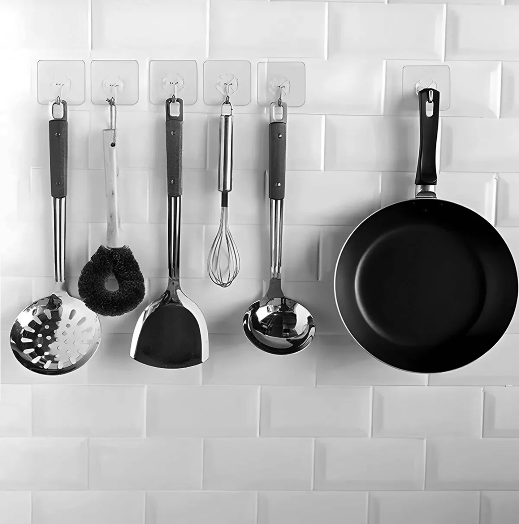 10 Adet Kapı Duvar Askısı, kendinden yapışkanlı şeffaf askı, güçlü kapı askısı,6x6cm