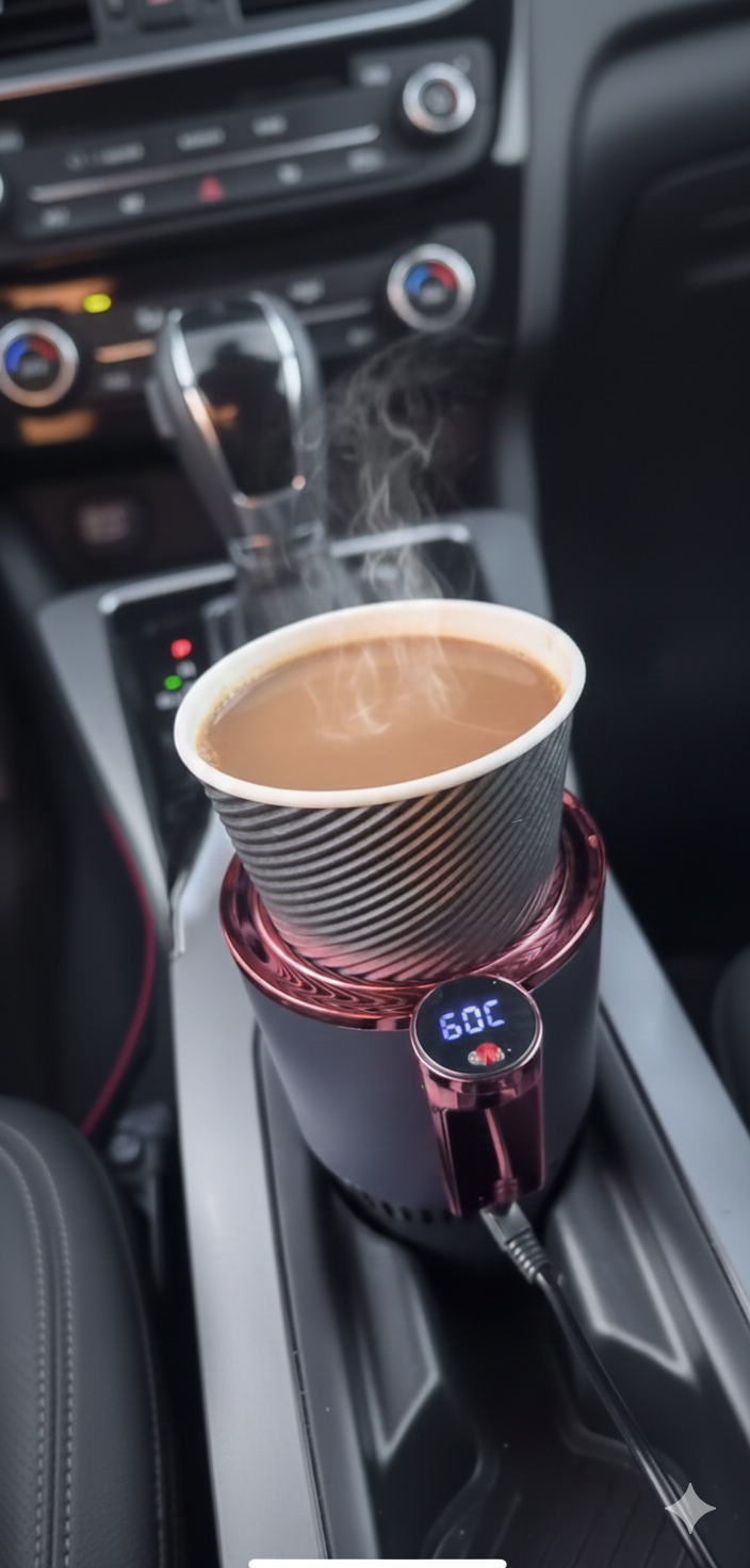 Arabada içecekleri ısıtan elektrikli kahve/termos tipi ısıtıcı